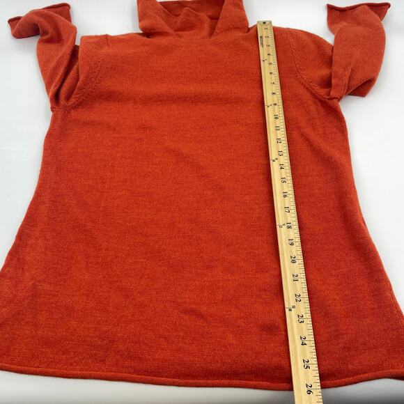 SARAH SPENCER Merino Wool Knit Sweater Top Size XL Rust Orange Turtle Cowl Neck - Picture 7 of 7